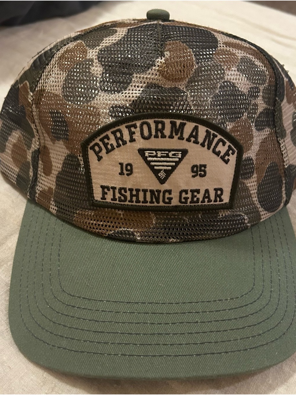 Columbia Camo Mesh Fishing Cap - Olive Green Bill